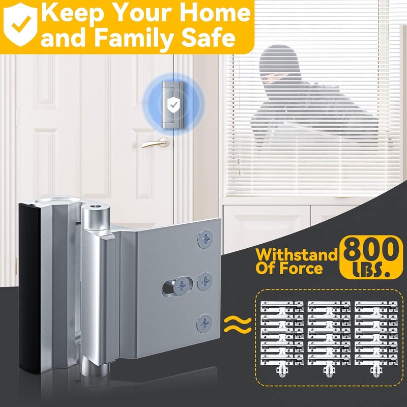 Rerishom 4 Pack Home Security Door Lock Withstand 800 lbs for Inward Swinging Door,Door Reinforcement Lock with 8 Screws to Prevent Unauthorized Entry,Extra Security Door Locks for Home Security and Privacy - Image 2